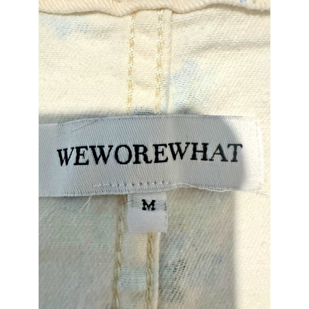 WeWoreWhat Slit Overall Short in Watercolor Ditsy Ivory Multi - Size M - Picture 10 of 12